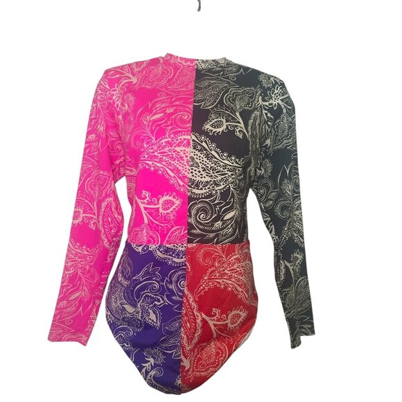 Mara Hoffman Reese Rash Guard One Piece Swimsuit 3X Multicolor Paisley NWT $375 - Picture 3 of 6